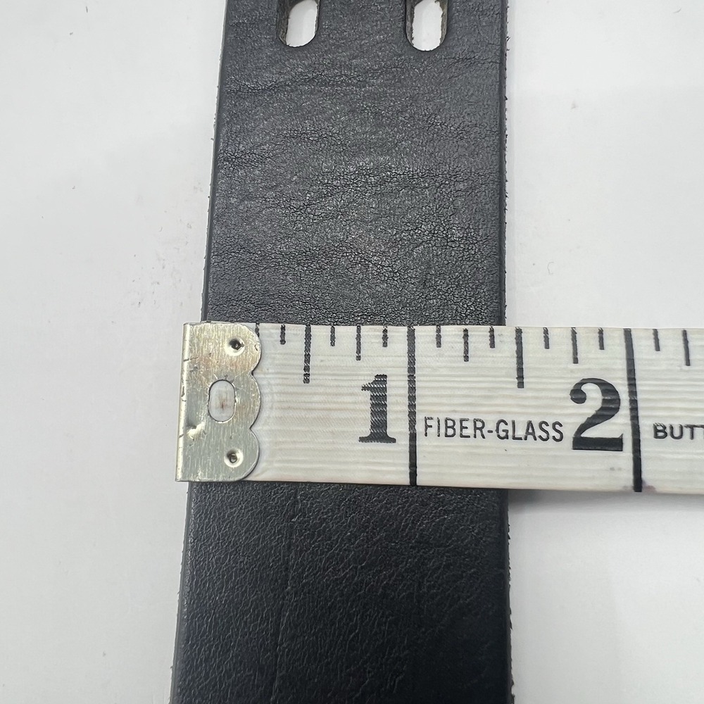 VTG 90s Compagnie Internationale Express Leather Belt S Black Two Prong Buckle - Picture 9 of 9